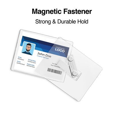 Staples Magnetic Badge Holders, 3" x 4", Vinyl, Clear, 25/Pack (51924)