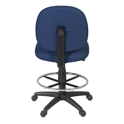 Regency Comfort Series Armless Fabric Drafting Chair with Footrest and Lumbar Support, Navy Blue (105-DK-NV)