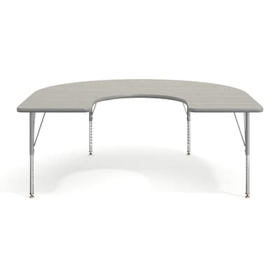Flash Furniture Wren Horseshoe Activity Table, 66" x 60", Height Adjustable, Light Gray Top/Silver Frame (XUA6066HRSLGTP)