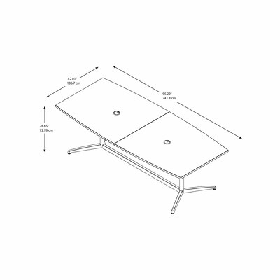 Bush Business Furniture 96W x 42D Boat Shaped Conference Table with Metal Base, Storm Gray (99TBM96SGSVK)