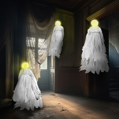 Haunted Hill Farm Light-up Ghost Trio (HHGHST-1STL)