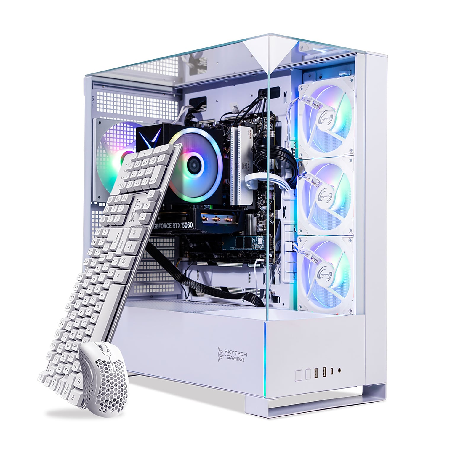 Skytech Avalanche Gaming Desktop, AMD Ryzen 5-5500 3.6 GHz, NVIDIA GeForce RTX 5050, 16GB RAM, 1TB SSD, Windows 11, White