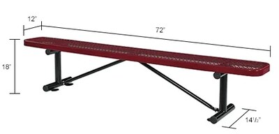 Global Industrial 6' Outdoor Steel Flat Bench, Expanded Metal, Red (277156RD)