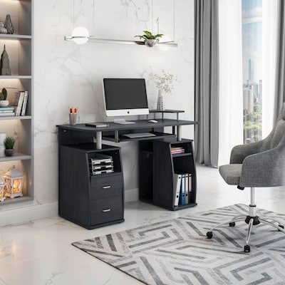 Functional L Shaped Desk with Storage Gray - Techni Mobili
