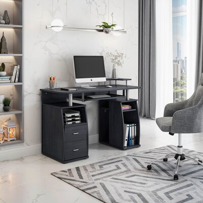 Techni Mobili Classic Office Desk with Storage, Gray