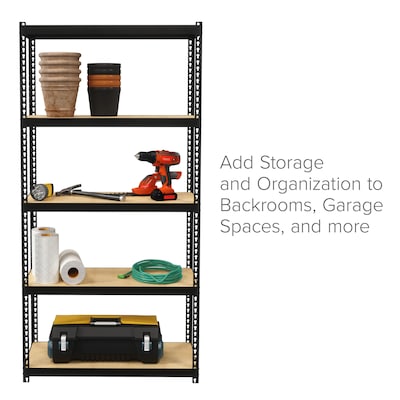 Space Solutions 1000 Riveted Steel Shelving 5-Shelf Unit, 12" x 30" x 60", Black (22541)