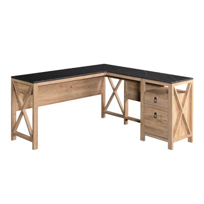 Sauder Select 59W L-Shaped Desk, Khaki Pine (435643)