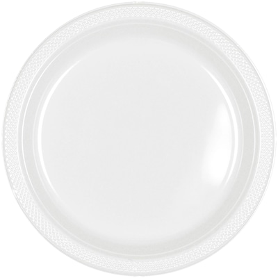 Party City 10.25 Plastic Plates, White, 20 Plates/Pack (AM43015-08-ST)