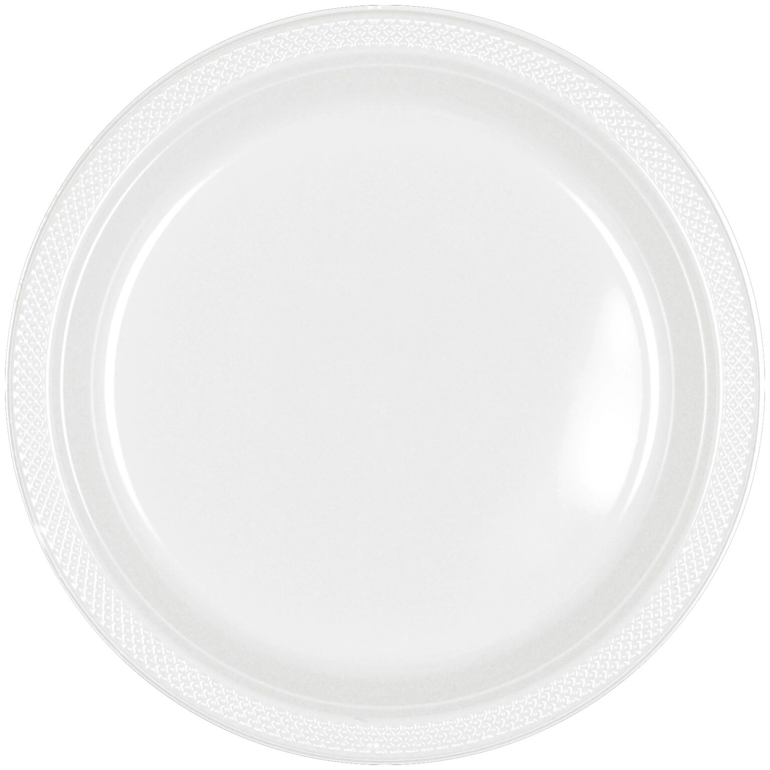 Party City 10.25 Plastic Plates, White, 20 Plates/Pack (AM43015-08-ST)