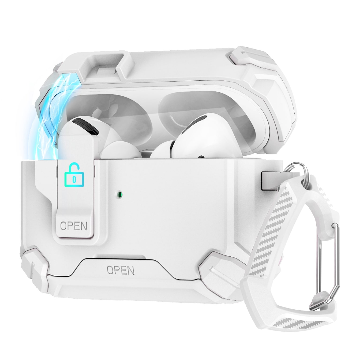 SaharaCase Raider Series Heavy Duty Case Compatible with Magsafe for Airpods Pro 3, Secure Lock, White Stone (HP00218)