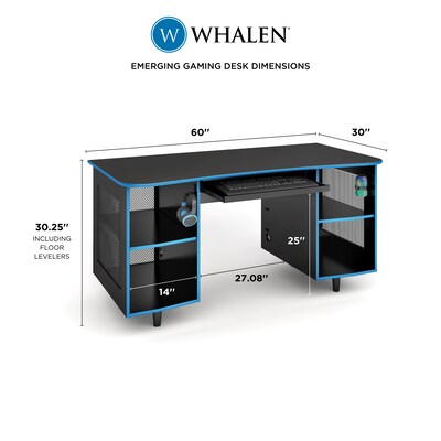 Whalen Emergent Gaming 60"W Computer Desk, Black (SPUS-EGDB)