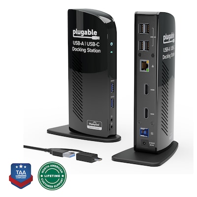 Plugable Dual Display Universal USB 3.0 Docking Station; Black (UD-3900)