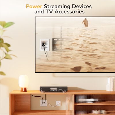 Mount-It! In-Wall Cable Management Kit with 2 Power Outlets, USB-A & USB-C Ports, White (MI-7287)