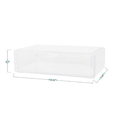 Martha Stewart Brody Plastic Stackable Office Desktop Organizer with Drawer, Clear (BEPB9500CLR)