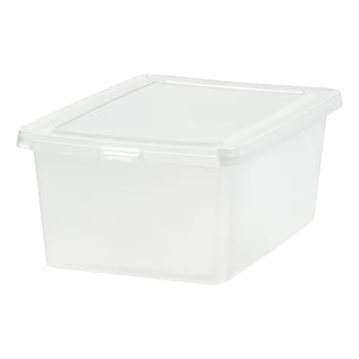 Iris 17 Quart Snap Top Plastic Snap Closure Storage Bin, Clear, 8/Pack (585103)