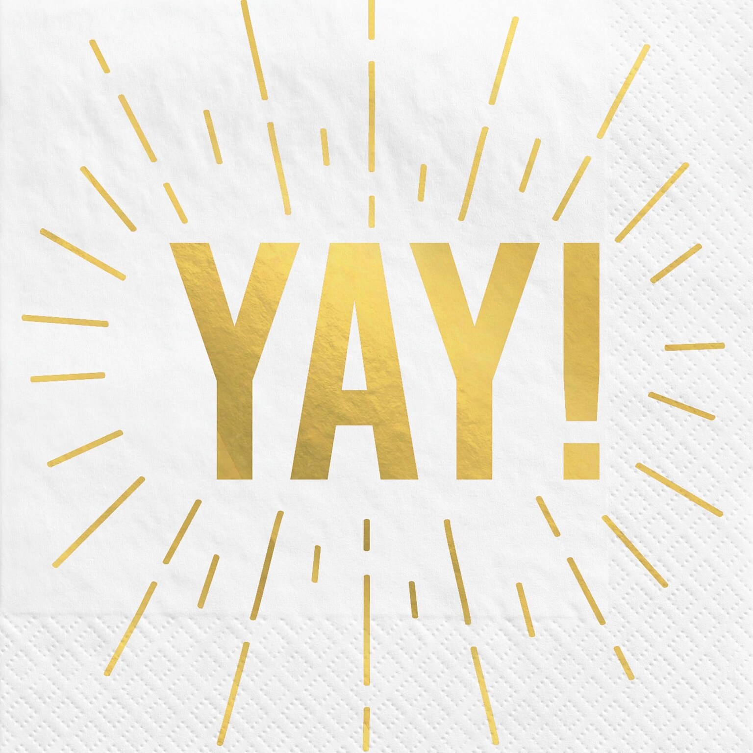 Party City YAY! Lunch Napkin, 2-Ply, White & Gold, 16 Napkins/Pack (AM500139)