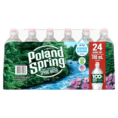 Poland Spring Sport Cap 100% Natural Spring Water, 23.7 oz., 24/Carton (12119443)