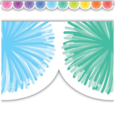 Teacher Created Resources Colorful Poms Scalloped Die-Cut Border Trim, 3 "x 2.92', Multicolor, 6/Bundle (TCR6919-6)
