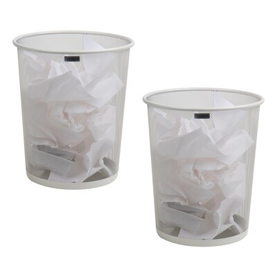 Mind Reader Metal Mesh Trash Can Without Lid, 4.4 Gallon, White, 2/Pack (2CIRGA-WHT)