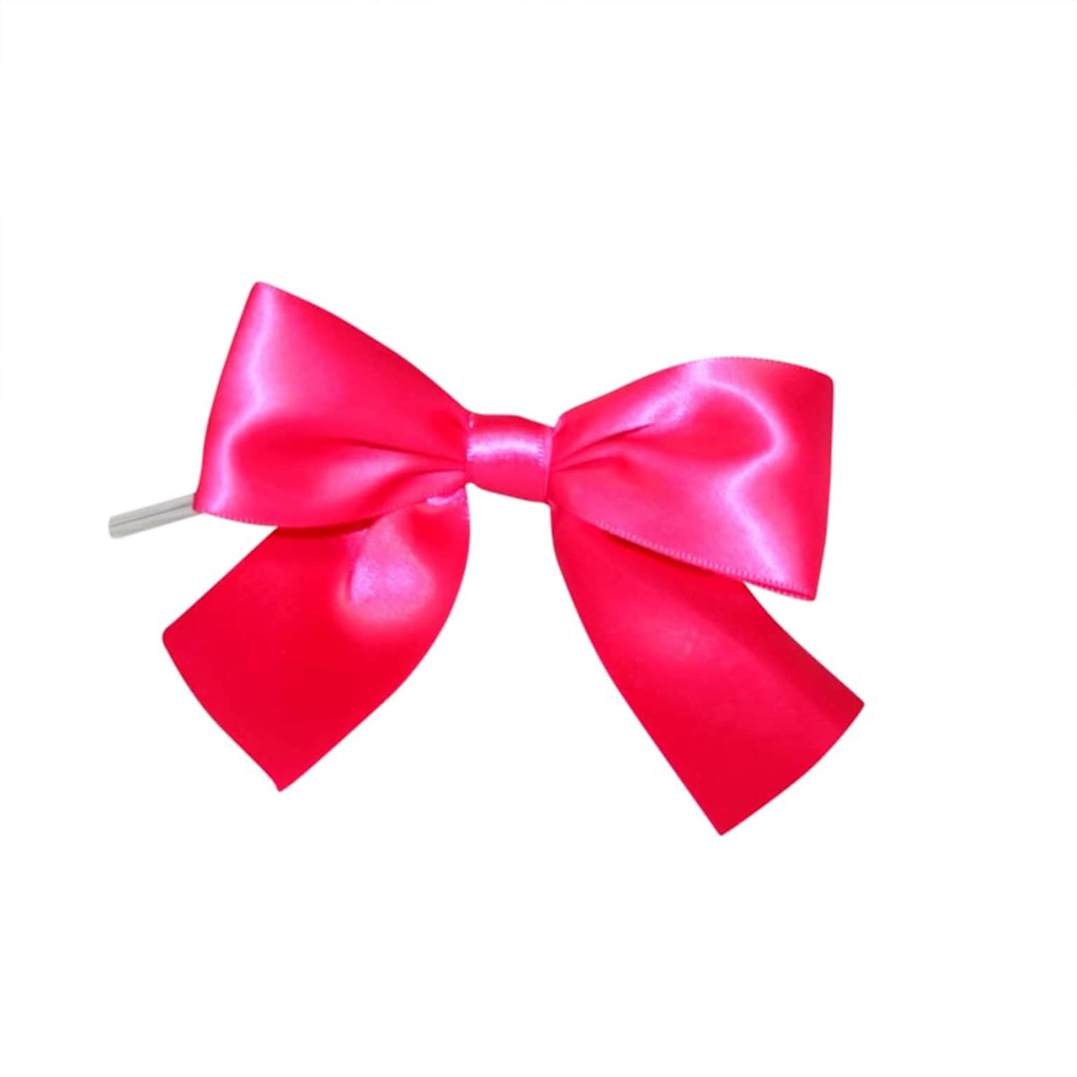 JAM Paper Satin Bows, Shocking Pink, 50/Pack (52640349222)