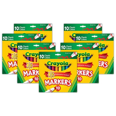 Crayola® Markers, Assorted Colors, 10/Box (860124) – Buy 5, Get 2 Free