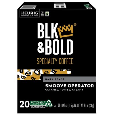 BLK & Bold Smoove Operator Coffee Keurig® K-Cup® Pods, Dark Roast, 80/Carton (OKB90056CT)
