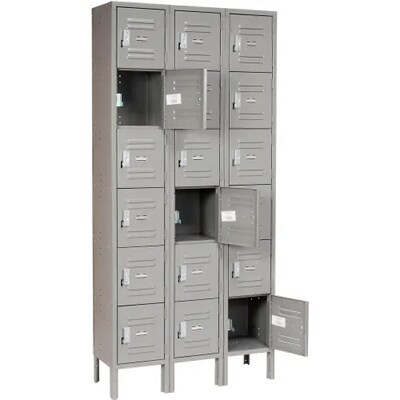Global Industrial Capital 6-Tier 18-Door Box Locker, 36W x 18D x 78H, Gray (269697GY)