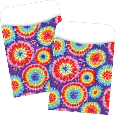 Barker Creek Tie-Dye Peel & Stick Library Pockets, 60/Set (BC3818)