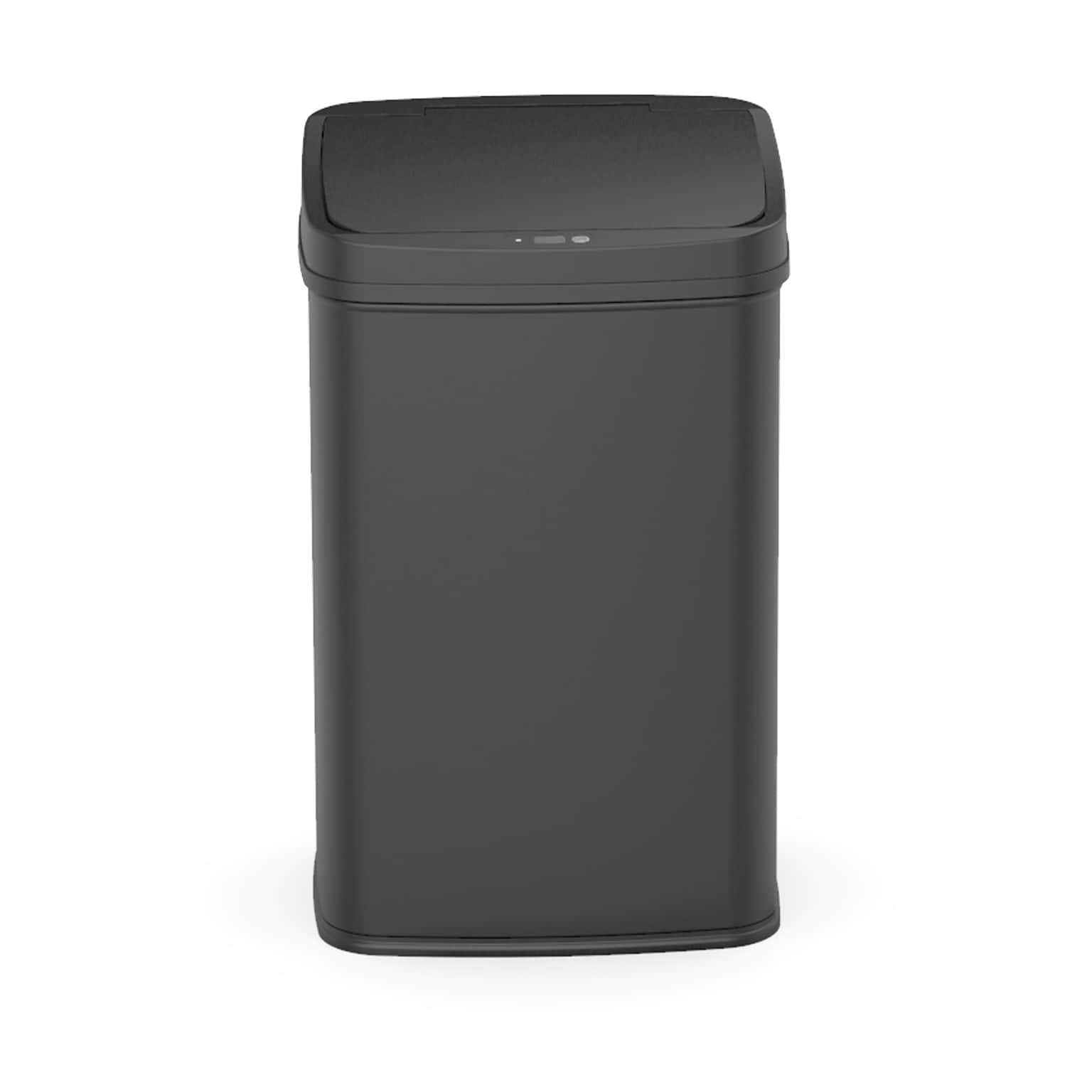 Nine Stars Stainless Steel Motion Sensor Trash Can, 13.2 Gallon, Black (DZT-50-28BSS)