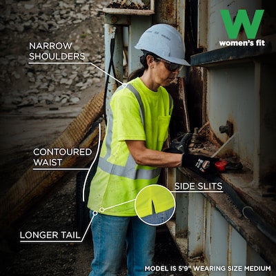 GloWear 8274 High Visibility Short Sleeve Women’s T-Shirt, ANSI Type R Class 2, Lime, X-Large (22075)