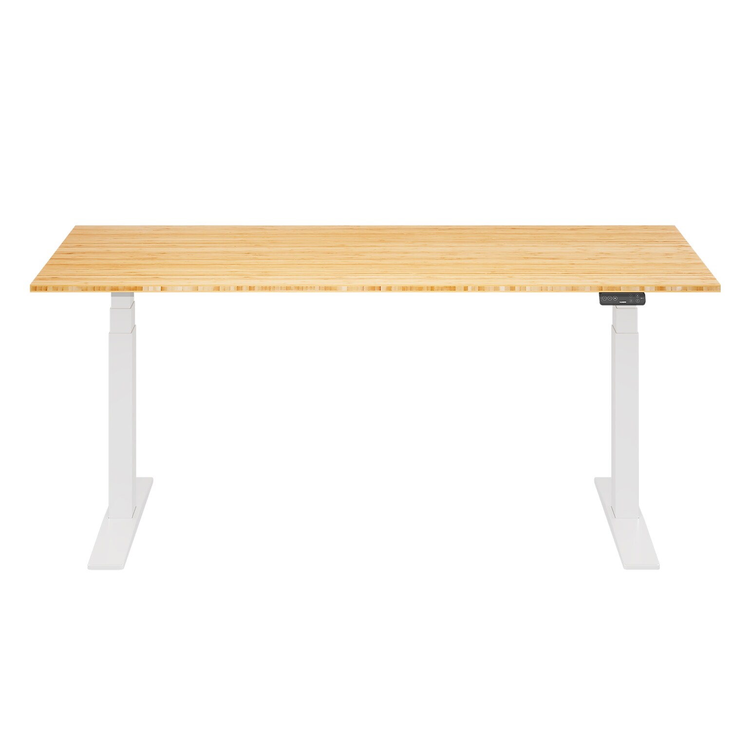 FlexiSpot E7 Commercial 72W Electric Adjustable Standing Desk, Bamboo/White (E7WCOM7230-LBZB)