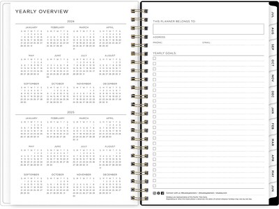 2024-2025 Blue Sky Leopard Black 5" x 8" Academic Weekly & Monthly Planner, Plastic Cover, Black/White (149047-A25)