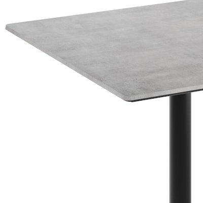 Flash Furniture Acadia Square Wooden Dining Table with Round Base, 36"D x 36"W, Gray Faux Concrete/Black Base (STSQ36CGTR24B)