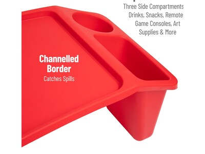 Mind Reader 10.75" x 22.25" Plastic Kids' Lap Desk Activity Tray, Red, 2/Pack (2KIDLAP-RED)