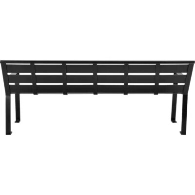 Global Industrial 6' Outdoor Horizontal Steel Slat Park Bench w/ Back, Black (436975BK)
