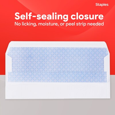 Staples Self Seal Security Tinted #10 Business Envelopes, 4 1/8" x 9 1/2", White, 500/Box (ST511289-CC)