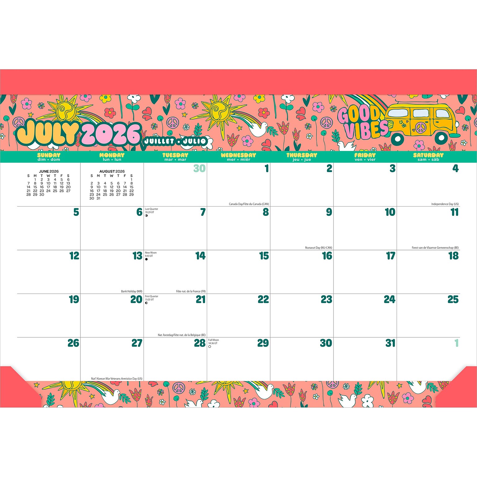 2026-2027 Plato Good Vibes 14 x 10 Academic Monthly Desk Pad Calendar (9798330709199)