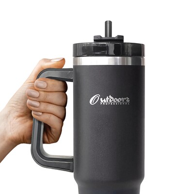 Outdoors Professional Stainless Steel Double-Walled Vacuum Insulated Tumbler with Straw, 40 oz., Black (OUTD9041)