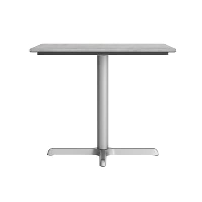 Flash Furniture Acadia Square Wooden Dining Table with X-Base, 36"D x 36"W, Gray Faux Concrete/Silver Base (STSQ36CGT3030S)