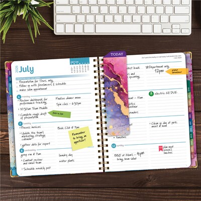 2026-2027 Excello Brands 8.5 x 11 Academic Weekly & Monthly Planner, Paperboard Cover, Rainbow Gold Marble (FSHN-AY26-8511-36)