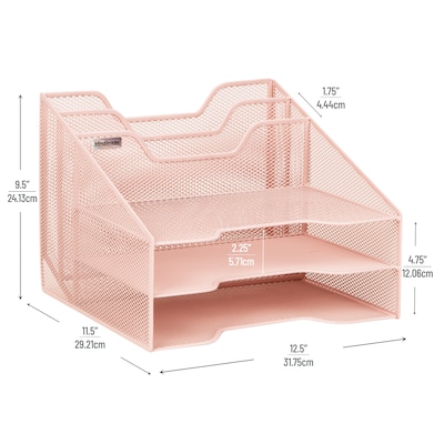 Mind Reader 5-Compartment Metal Mesh Desk Organizer, Pink (MESHBOX5-PNK)