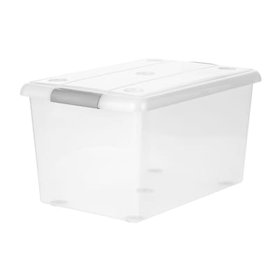 Iris Store & Slide 61 Quart Storage Bin with Lid, Plastic, Clear, 6/Carton (270017)