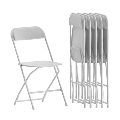 Flash Furniture Plastic Folding Chair, White, Set of 6 (6LEL3WHITE)