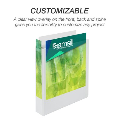 Samsill Earth's Choice Plant-Based Durable  1.5" View Binder, 3-Ring ,Made in USA, White (18957)