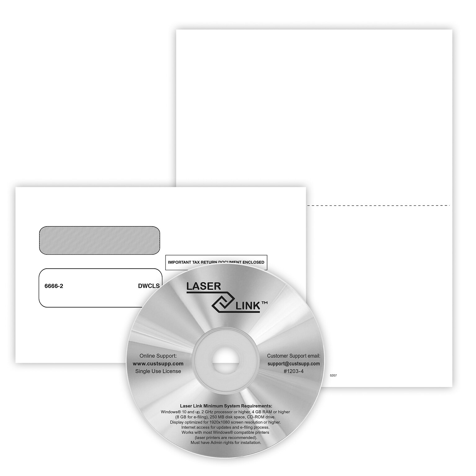 ComplyRight W-2 Recipient Copy Only Tax Form, Envelopes & LaserLink Software, Blank, 2-Up, 50/Pack (5207ES)