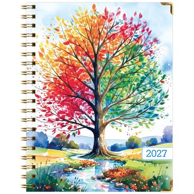 2027 Excello Brands 9" x 11" Weekly & Monthly Standard Planner, Paperboard Cover, Tree Seasons (FSHN-CY27-8511-20)