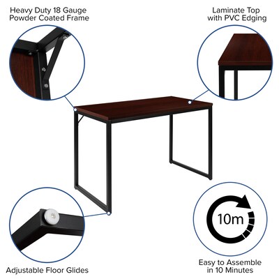 Flash Furniture Tiverton 47"W Industrial Modern Computer Desk, Mahogany/Black (ST45-0526-PF)