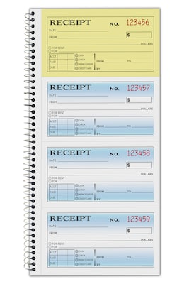 Cosco 2-Part Carbonless Receipts, 5.25" x 11", 200 Sets/Book (074049)