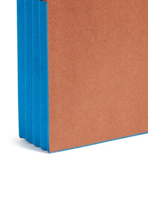 Smead Recycled Reinforced File Pocket, 3" Expansion, Legal Size, Blue, 10/Box (74679)
