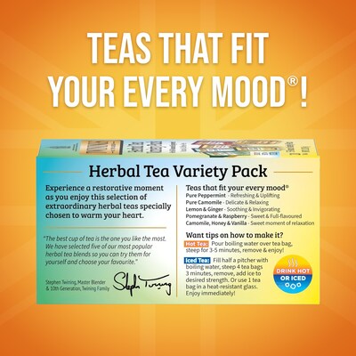 Twinings Assorted Herbal Tea Bags, 20/Box (F08666)